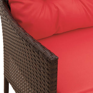 Gartensofa Set Poly-Rattan Braun Rot 2-teilig