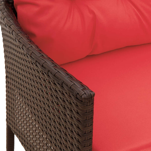 Gartensofa Set Poly-Rattan Braun Rot 2-teilig