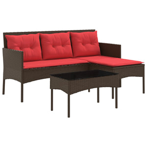 Gartensofa Set Poly-Rattan Braun Rot 2-teilig