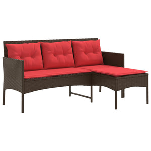 Gartensofa Set Poly-Rattan Braun Rot 2-teilig