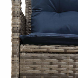 Gartensofa Set Grau Marineblau Poly Rattan