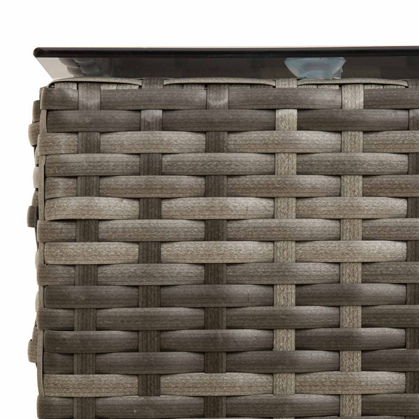 Gartensofa Set Grau Marineblau Poly Rattan
