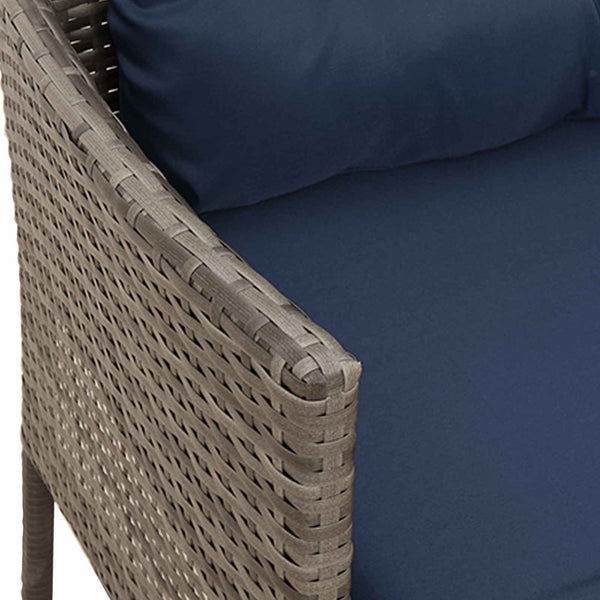 Gartensofa Set Grau Marineblau Poly Rattan