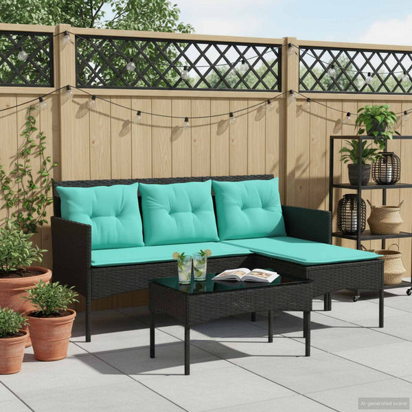 Gartensofa Set 2-teilig Poly Rattan mit Kissen