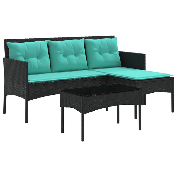 Gartensofa Set 2-teilig Poly Rattan mit Kissen