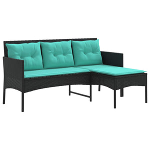 Gartensofa Set 2-teilig Poly Rattan mit Kissen