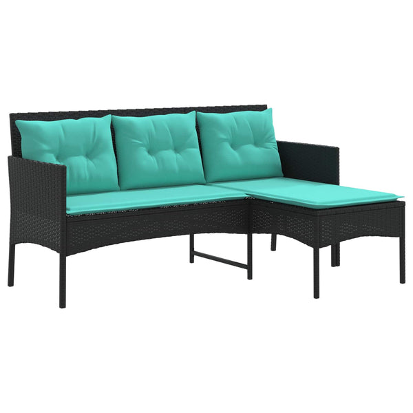 Gartensofa Set 2-teilig Poly Rattan mit Kissen