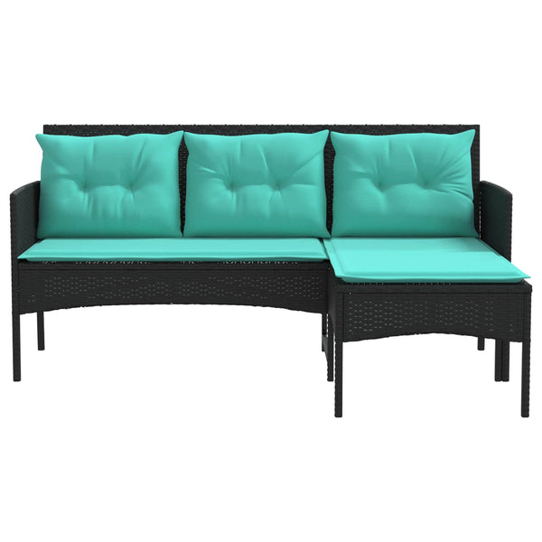 Gartensofa Set 2-teilig Poly Rattan mit Kissen