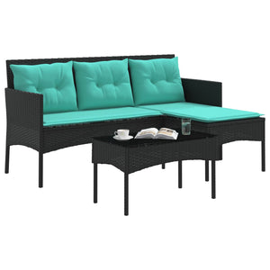 Gartensofa Set 2-teilig Poly Rattan mit Kissen