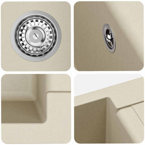 Beige Quarz-Harz Küchenspüle 620x500 mm