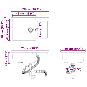 Graues Quarz-Harz Waschbecken 780x500mm
