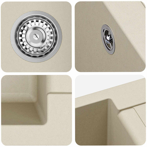 Beige Küchenspüle, 780 x 500 mm, Quarz/Harz