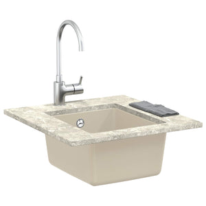 Beige Küchenspüle, 370 x 460 mm, Quarz-Harz
