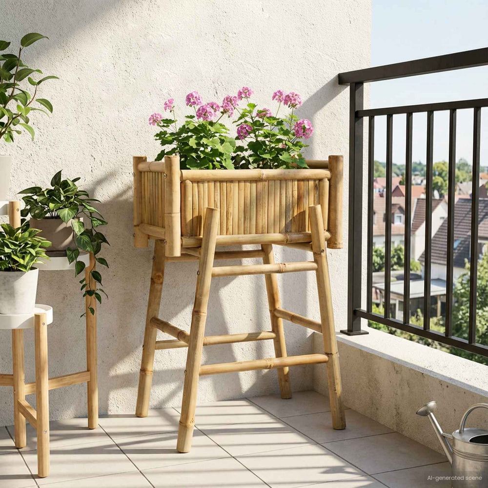 Bambus Gartenpflanzer mit Halter