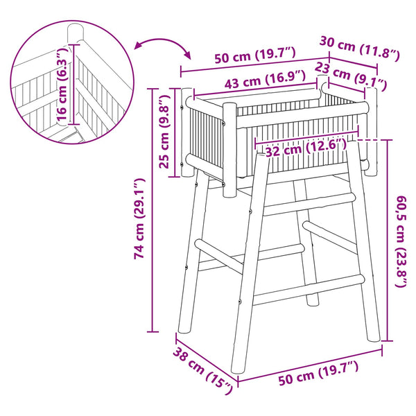 Bambus Gartenpflanzer mit Halter
