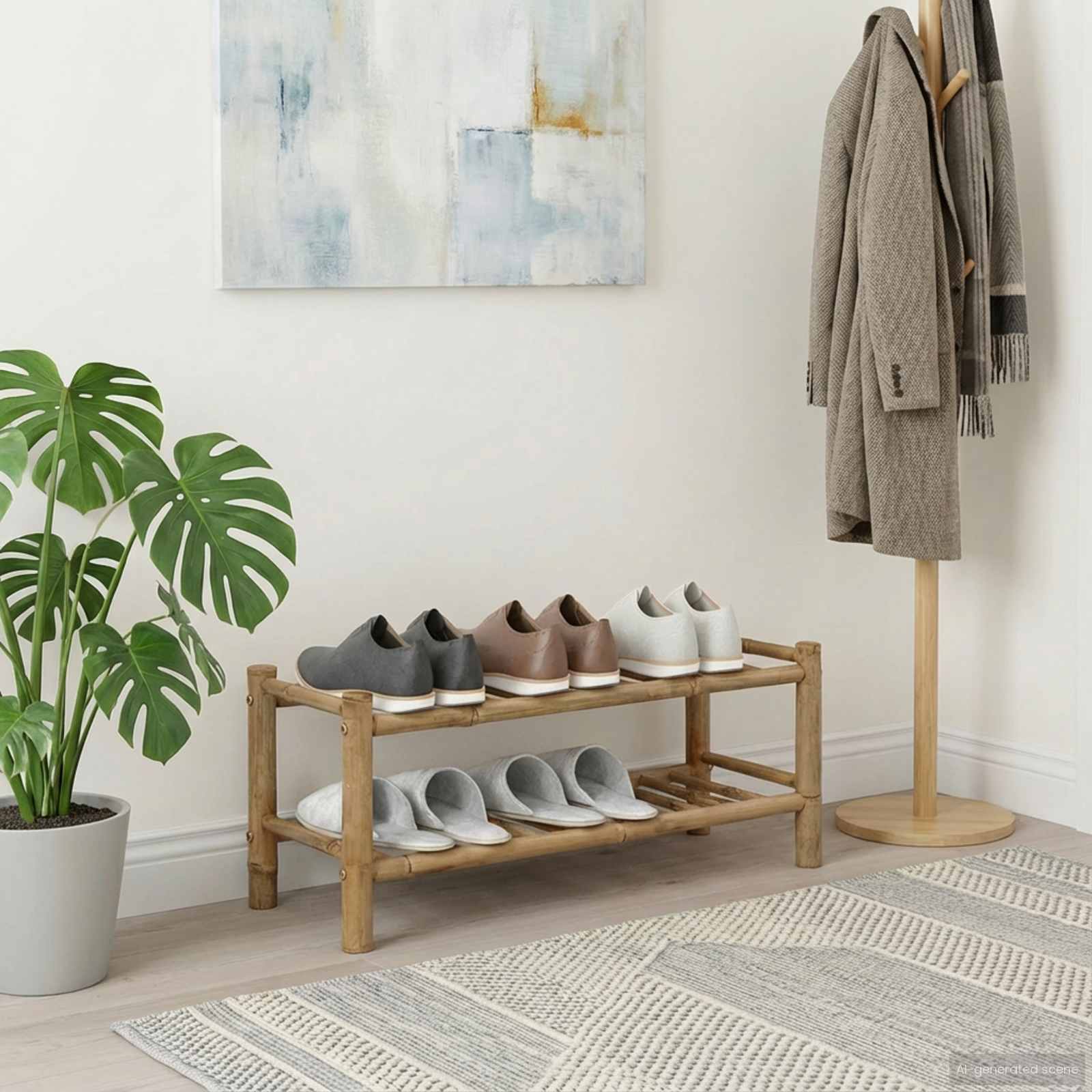 Bambus Schuhregal mit Ablage Natur