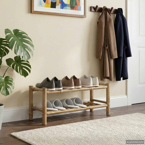 Bambus Schuhregal mit Ablage Natur