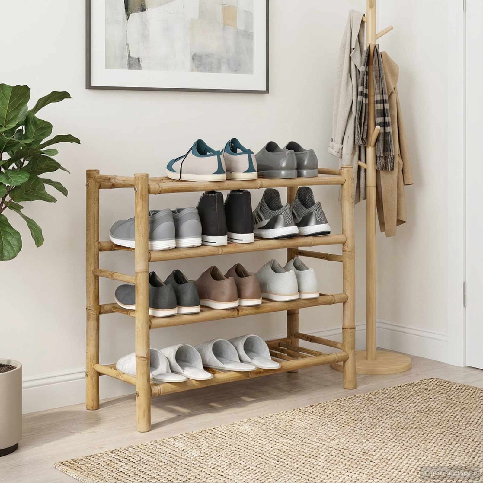 Bambus Schuhregal mit Ablage