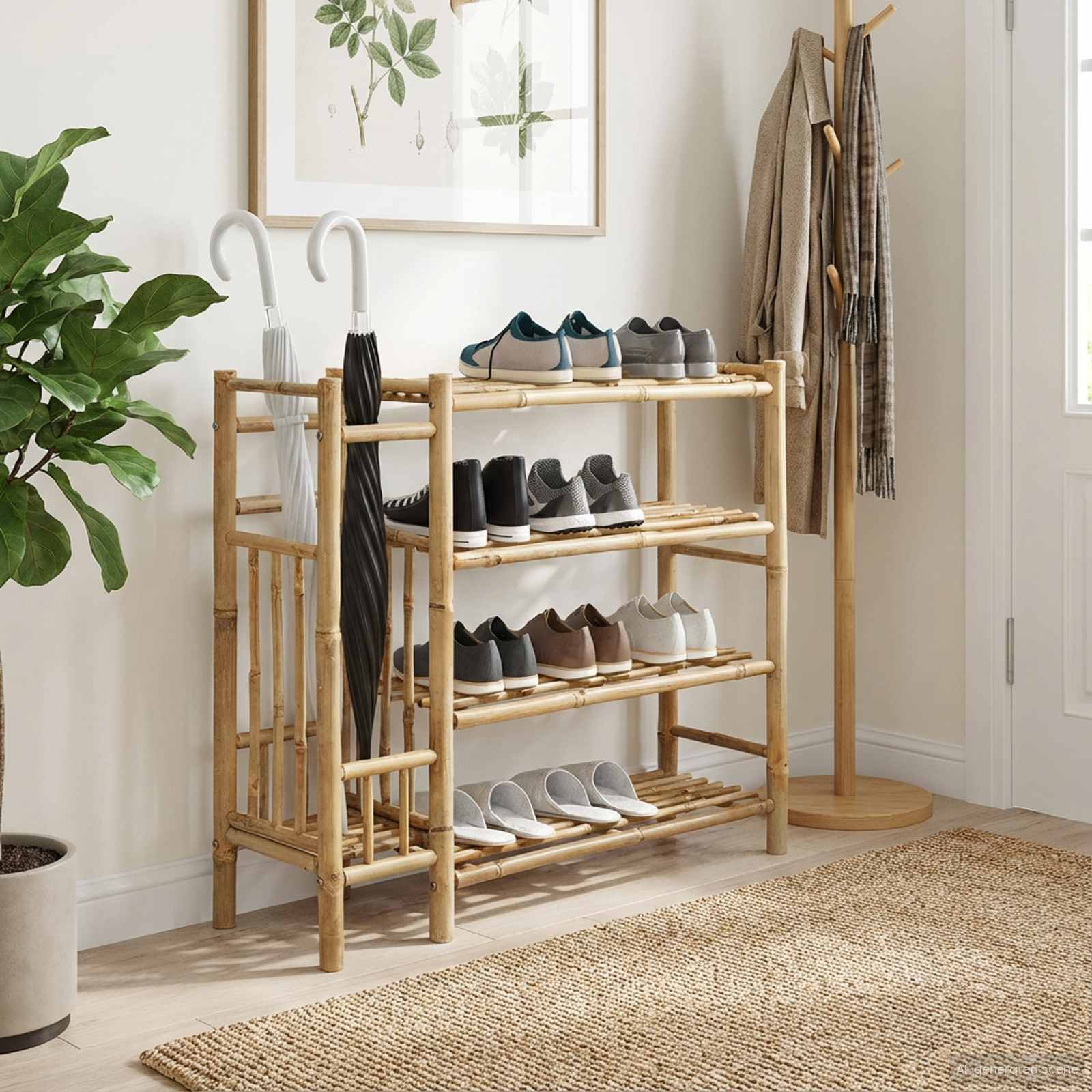Bambus Schuhregal mit Stauraum