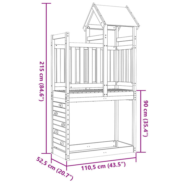 Spielturm Braun Kiefernholz 110,5x52,5x215cm