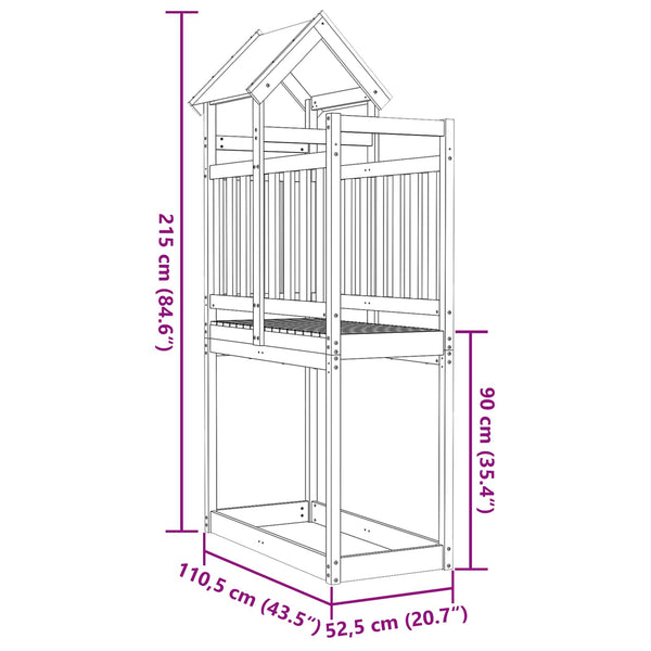 Spielturm Braun Kiefernholz 52,5x110,5x215cm