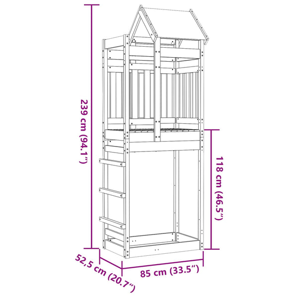 Spielturm Braun Kiefernholz 85x52,5x239cm