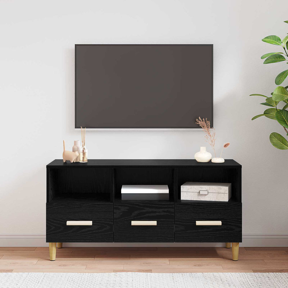 TV-Schrank Schwarz Eichen-Optik 102 cm
