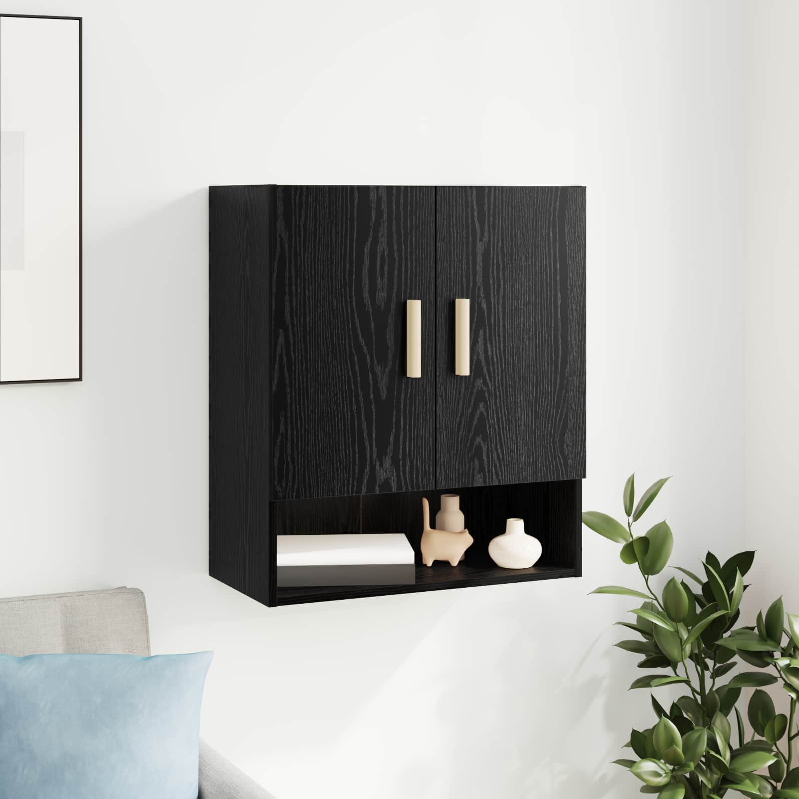 Wandschrank Schwarz Eiche 60x31x70cm