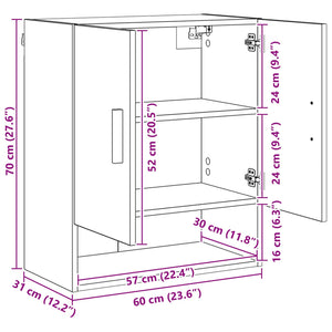 Wandschrank Schwarz Eiche 60x31x70cm