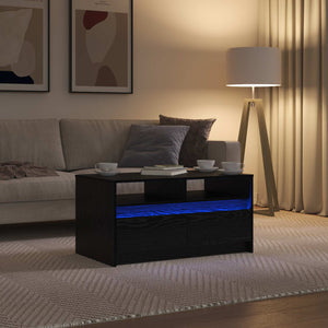 Couchtisch Schwarz Eichenoptik 90x50 cm