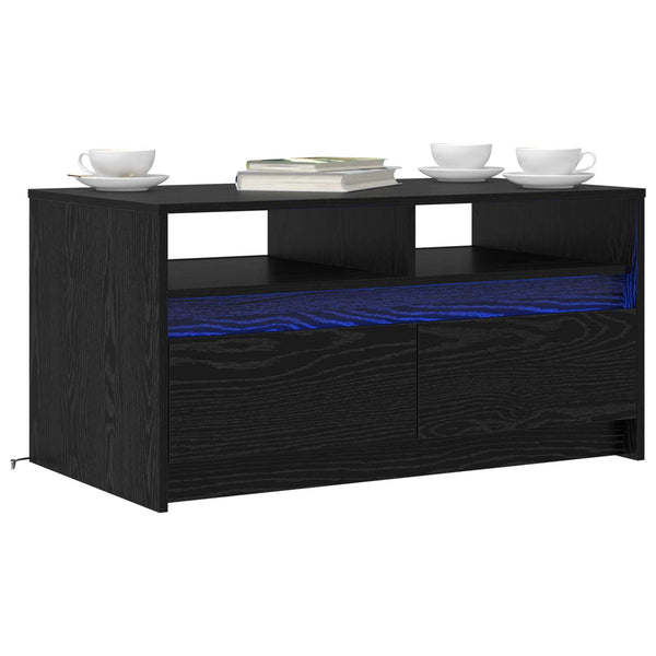 Couchtisch Schwarz Eichenoptik 90x50 cm