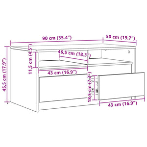 Couchtisch Schwarz Eichenoptik 90x50 cm