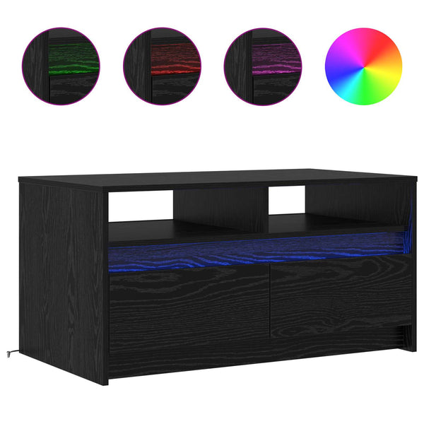 Couchtisch Schwarz Eichenoptik 90x50 cm