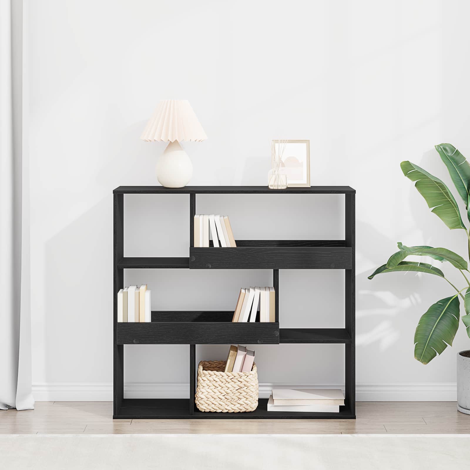 Schwarzes Bücherregal Eichen-Optik, 100 cm