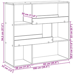 Schwarzes Bücherregal Eichen-Optik, 100 cm