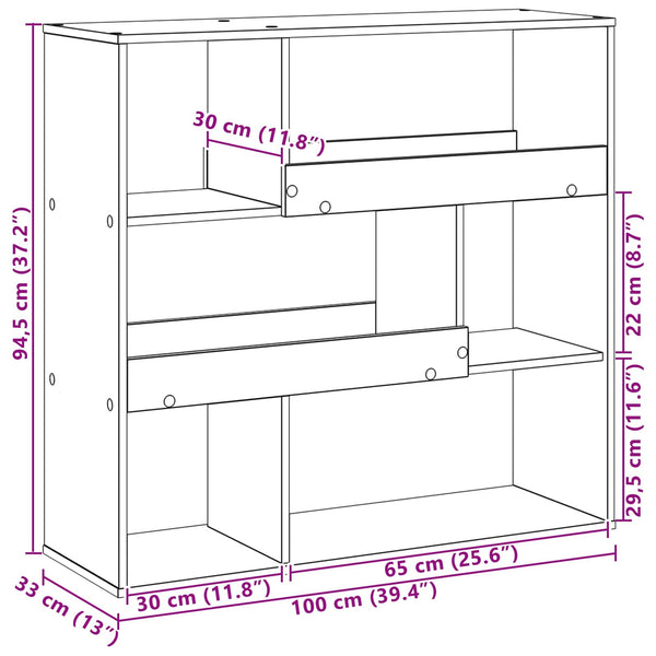 Schwarzes Bücherregal Eichen-Optik, 100 cm