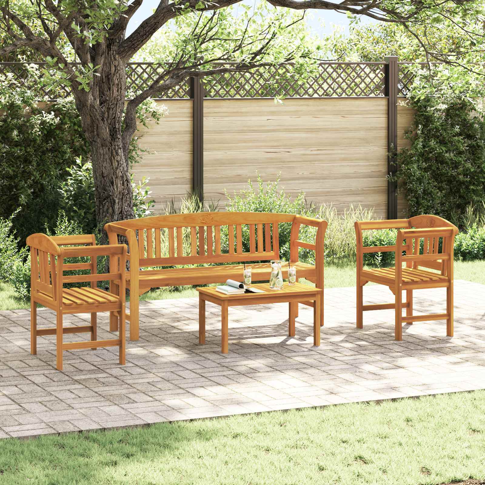 Garten Lounge Set Akazie Massivholz 4-teilig
