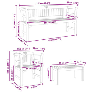 Garten Lounge Set Akazie Massivholz 4-teilig
