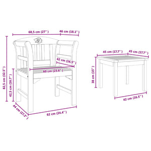 Garten Lounge Set 3-teilig Akazie Massivholz