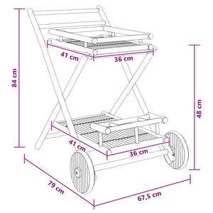Bambus Teewagen mit Rädern