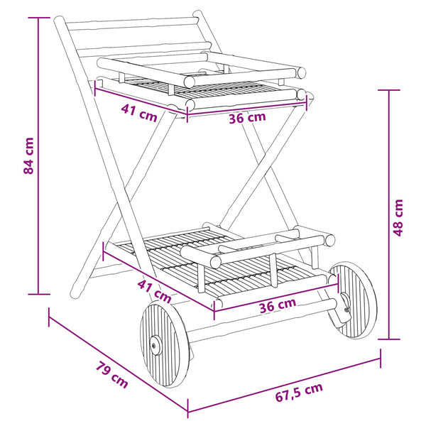 Bambus Teewagen mit Rädern