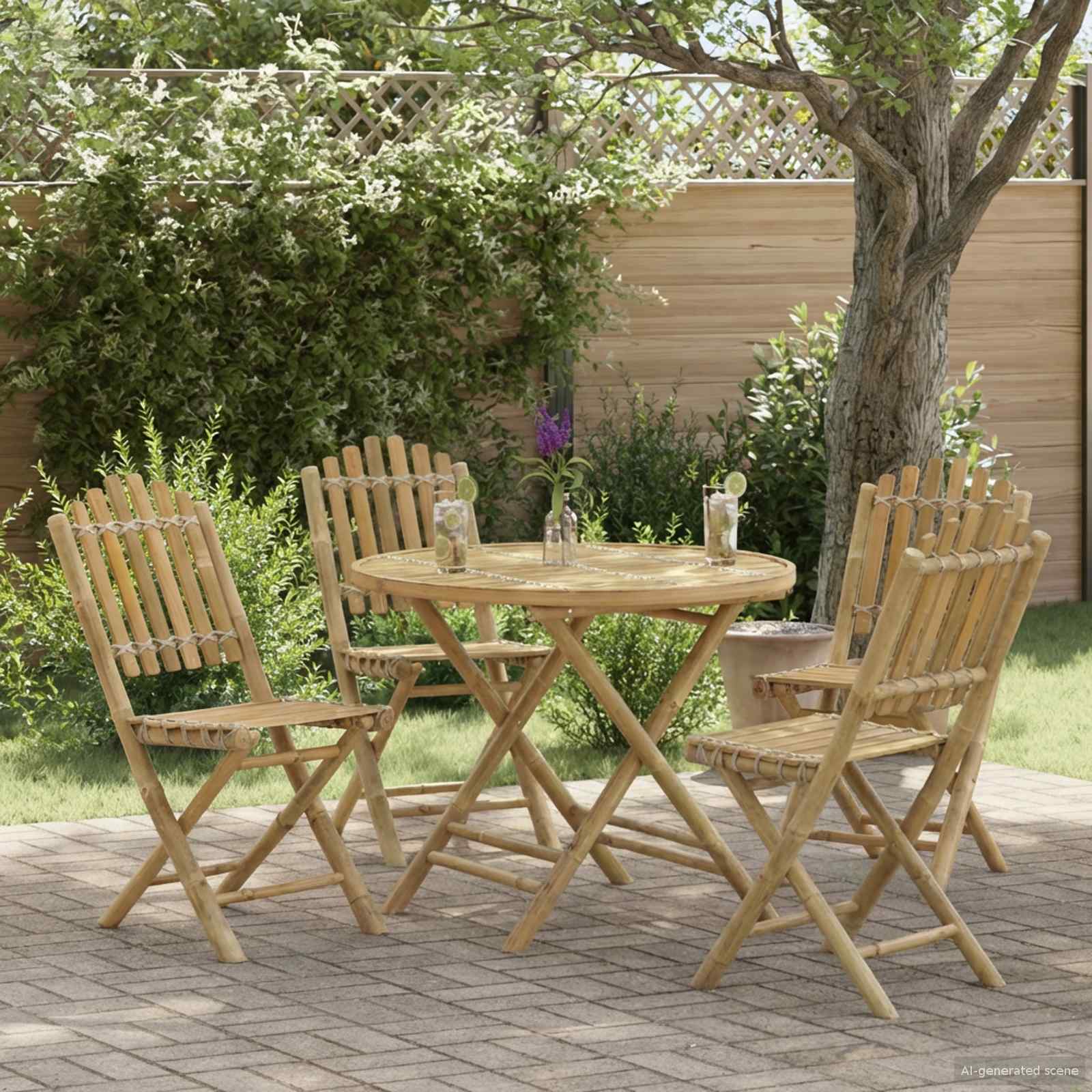 vidaXL Table de jardin nature 80 x 70 cm bambou