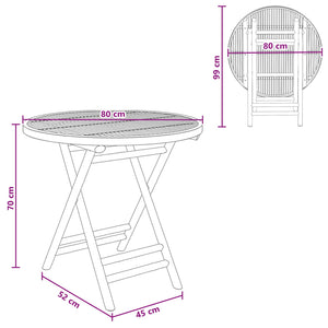 vidaXL Table de jardin nature 80 x 70 cm bambou