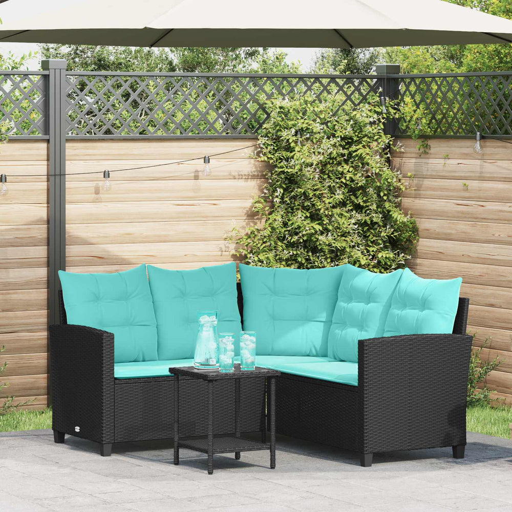 Gartensofa mit Kissen, Schwarz/Türkis