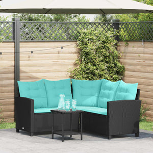 Gartensofa mit Kissen, Schwarz/Türkis