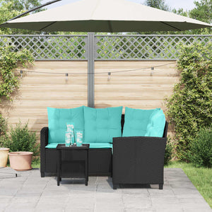 Gartensofa mit Kissen, Schwarz/Türkis