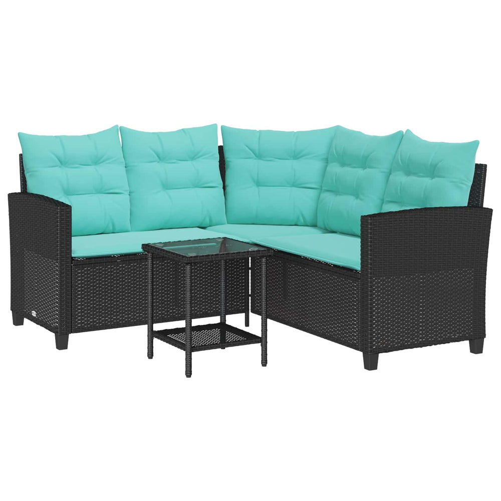 Gartensofa mit Kissen, Schwarz/Türkis