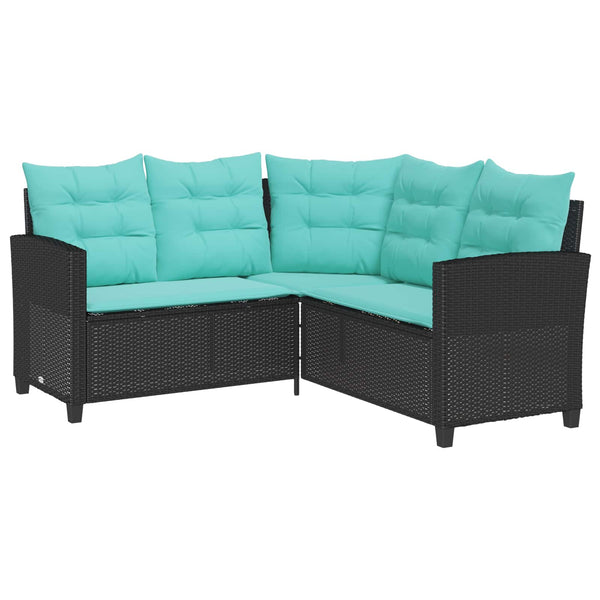 Gartensofa mit Kissen, Schwarz/Türkis