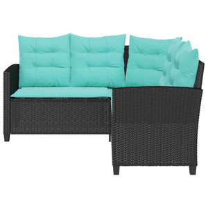Gartensofa mit Kissen, Schwarz/Türkis