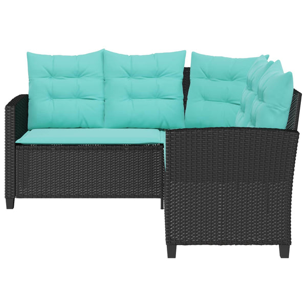 Gartensofa mit Kissen, Schwarz/Türkis